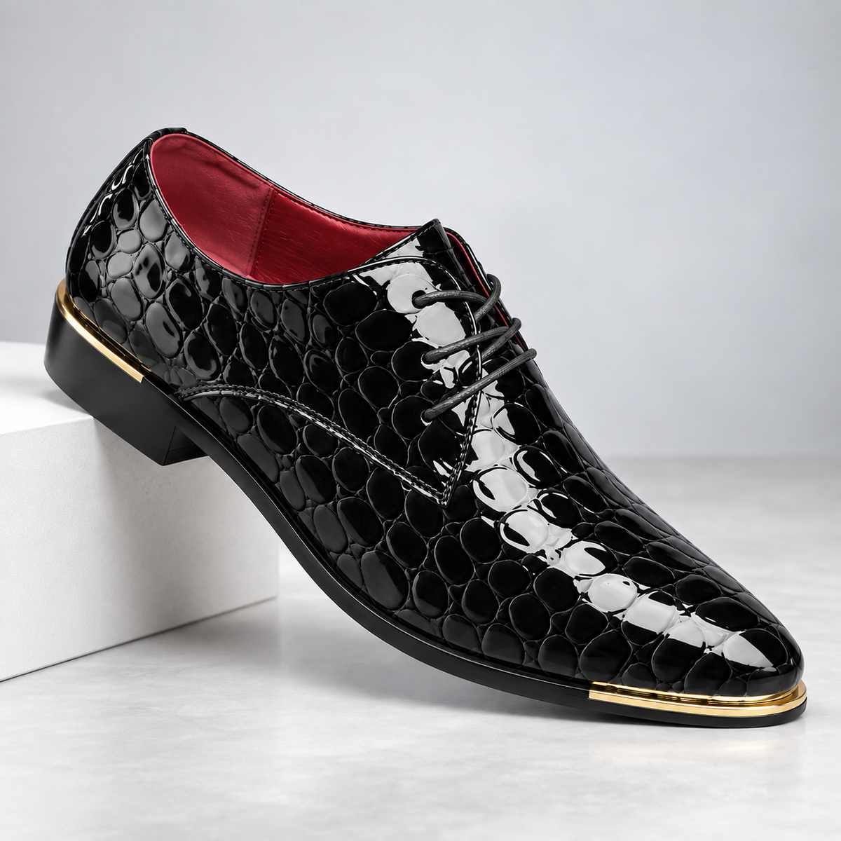 Chaussures de Ville Homme en Cuir Texturé à Lacets