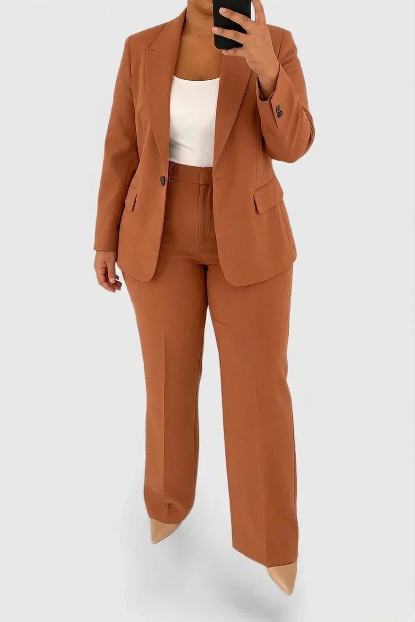 Tailleur Deux Pièces Femme Veste et Pantalon Coordonnés