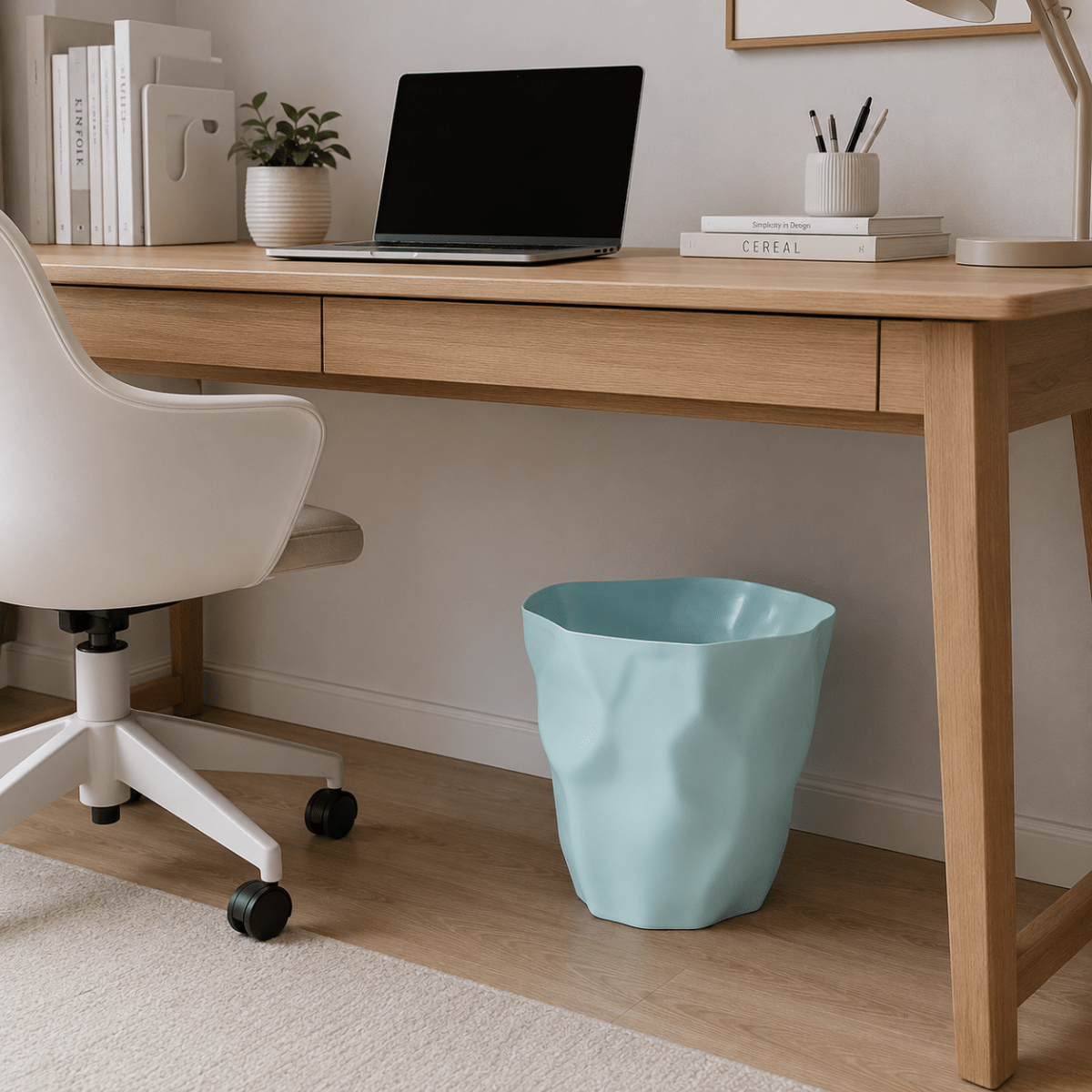 Minimalist Trash Can – Black, Modern Design for the Bathroom, Kitchen, or Office