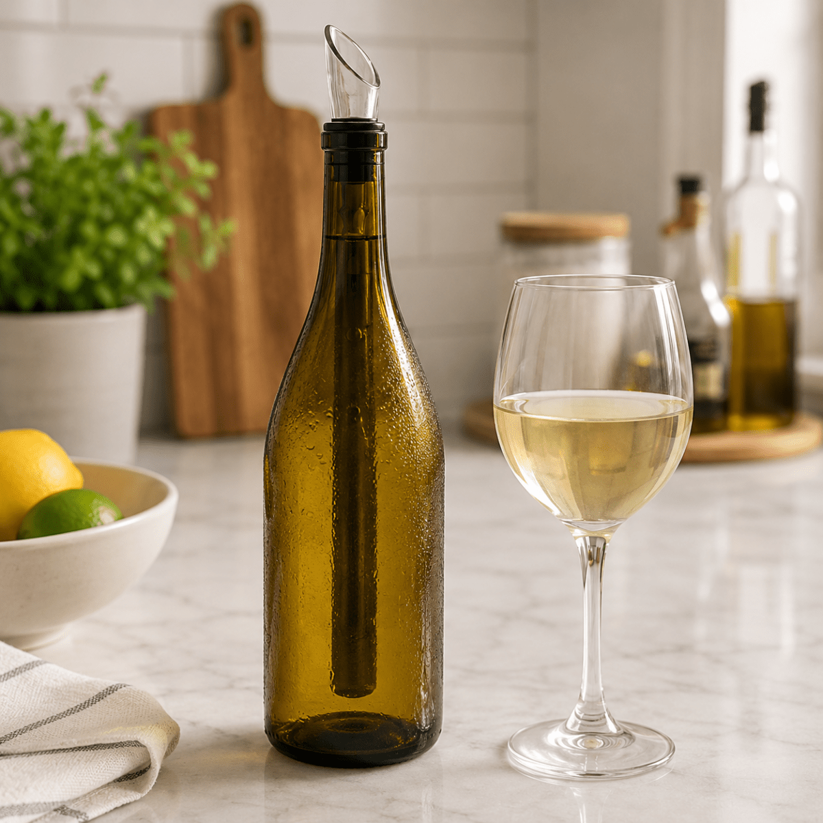 Refroidisseur de Vin – Tige Refroidissante 3-en-1 pour une Température Parfaite et Aération pour Dîner ou Occasions Festives
