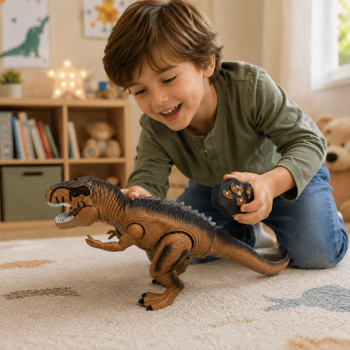 Interactive Dinosaur Toy – Green, An Adventurous Play Experience for Kids in the Playroom