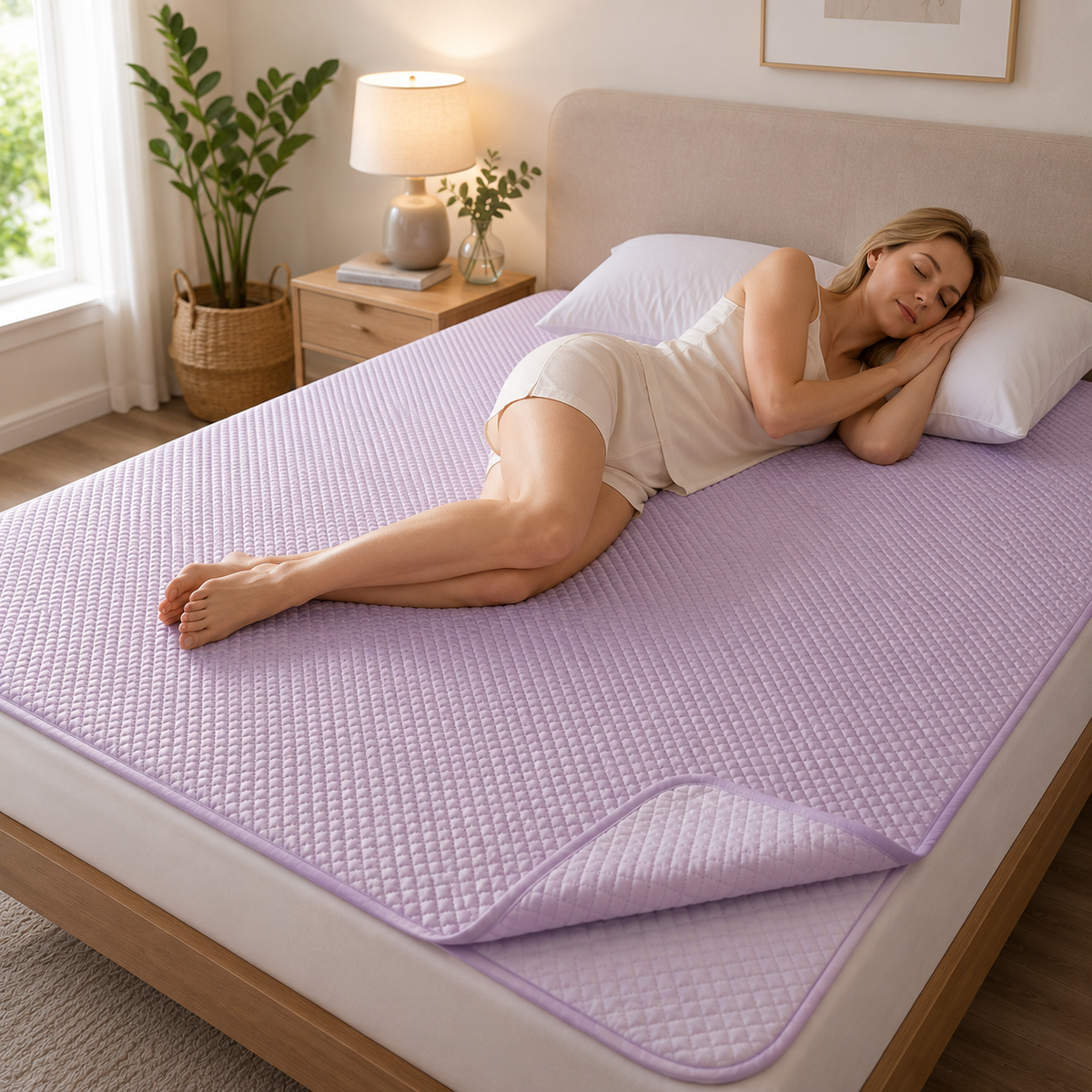 Tapis de Lit Rafraîchissant Pliable - Surface Gaufrée Respirante