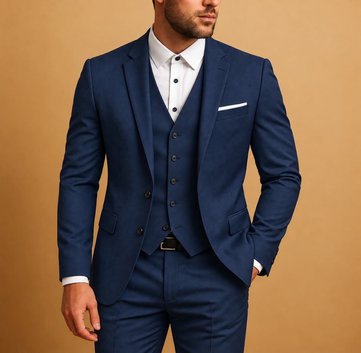 Costume Homme Trois Pièces Droit - Veste, Gilet et Pantalon