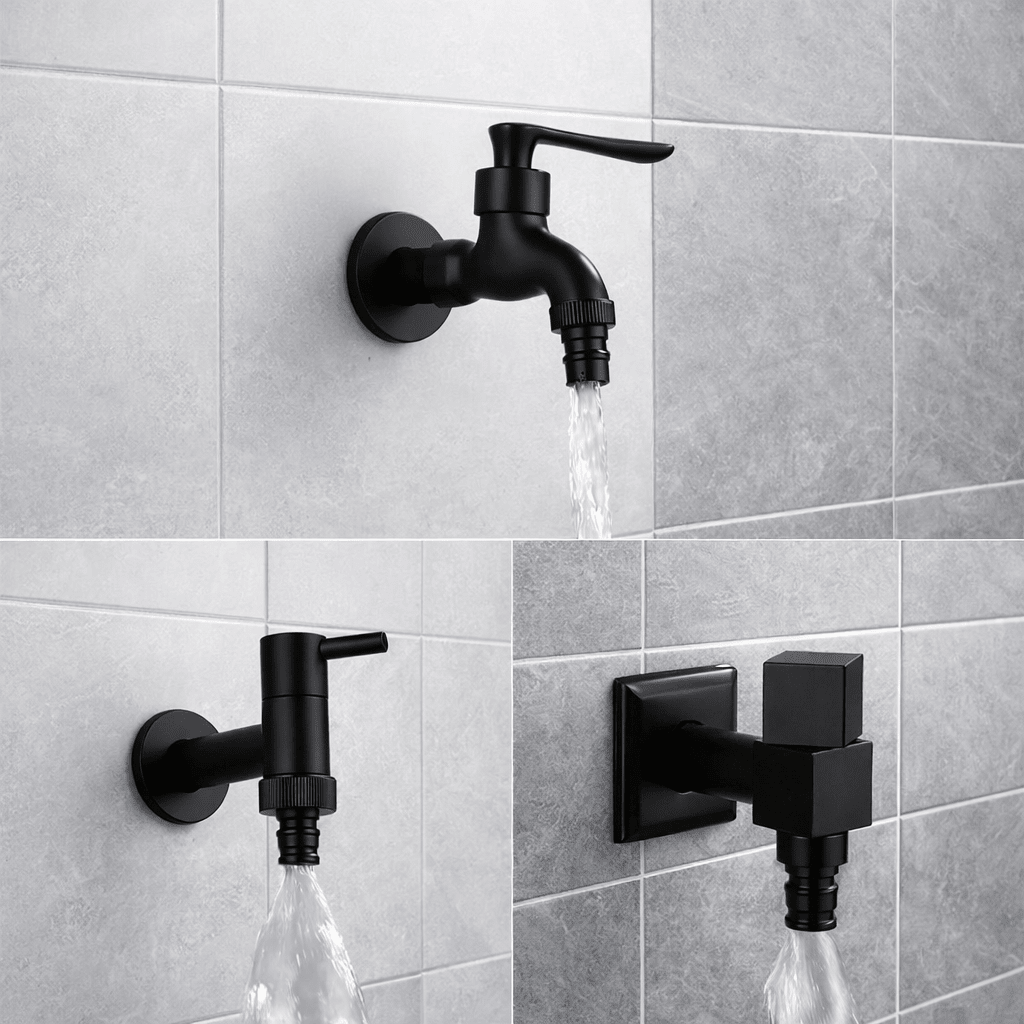 Wall-mounted faucet – Matte black brass for the kitchen, bathroom, or garden