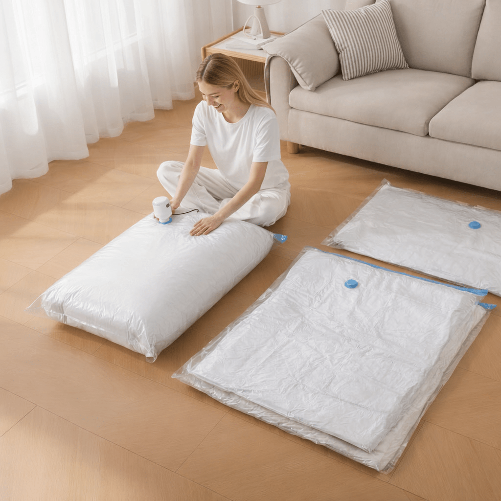 Sacs de Compression sous Vide sans Pompe pour Rangement Gain de Place