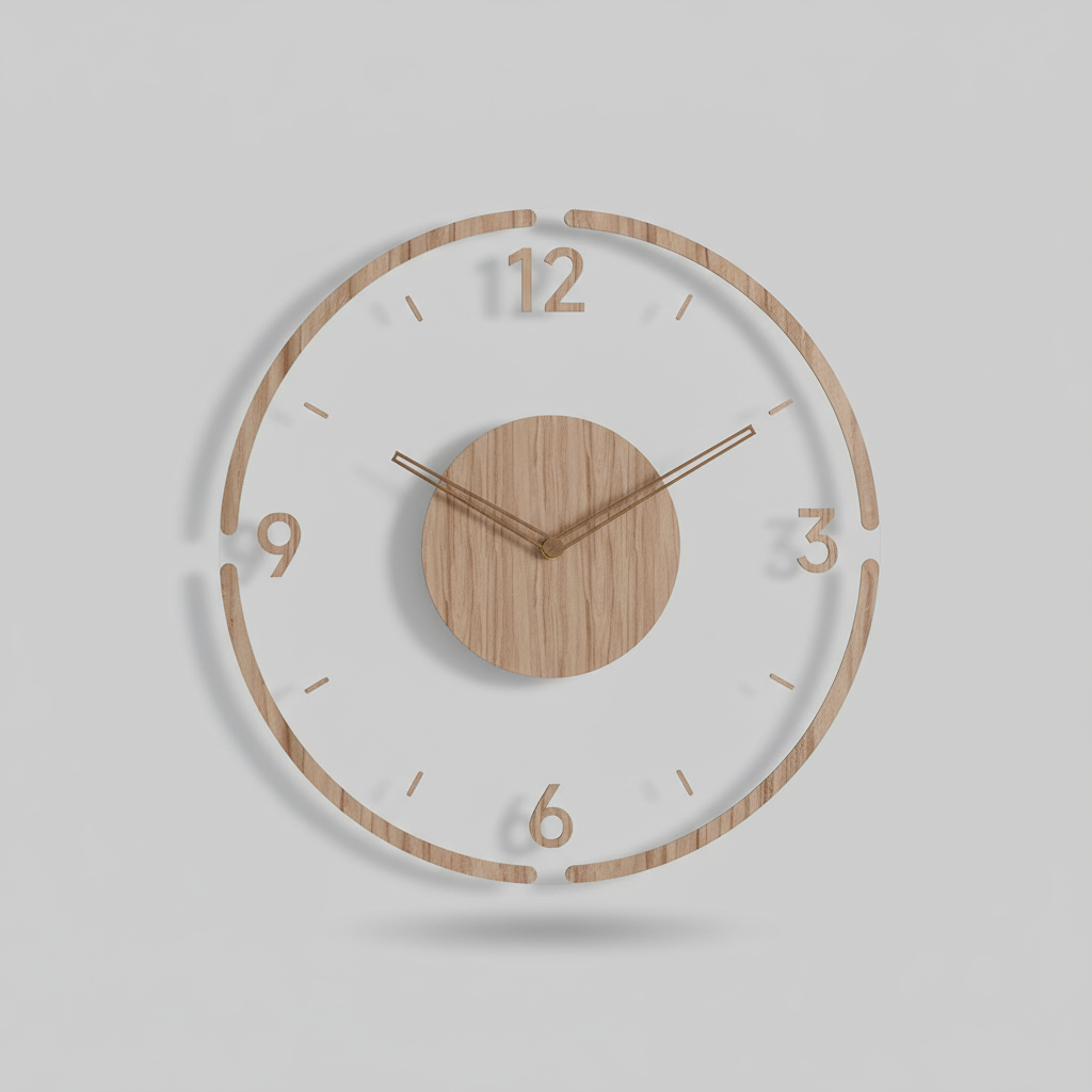 Horloge Murale Moderne – Design en Bois Transparent pour Chambre, Salon ou Bureau