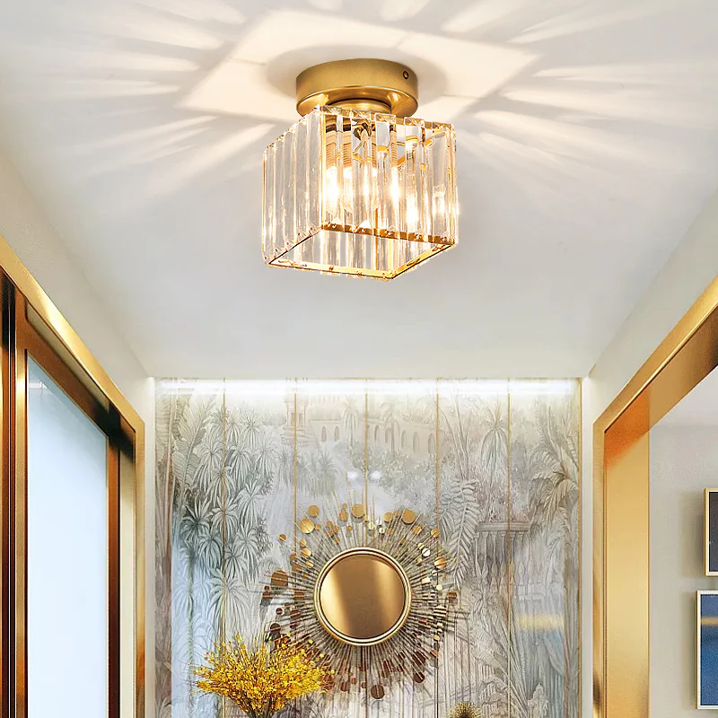 Plafonnier Design en Laiton et Cristal, Finition Noire