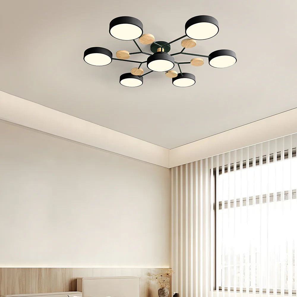 Plafonnier LED Rond en Fer - Lustre Semi-Encastré Design Contemporain