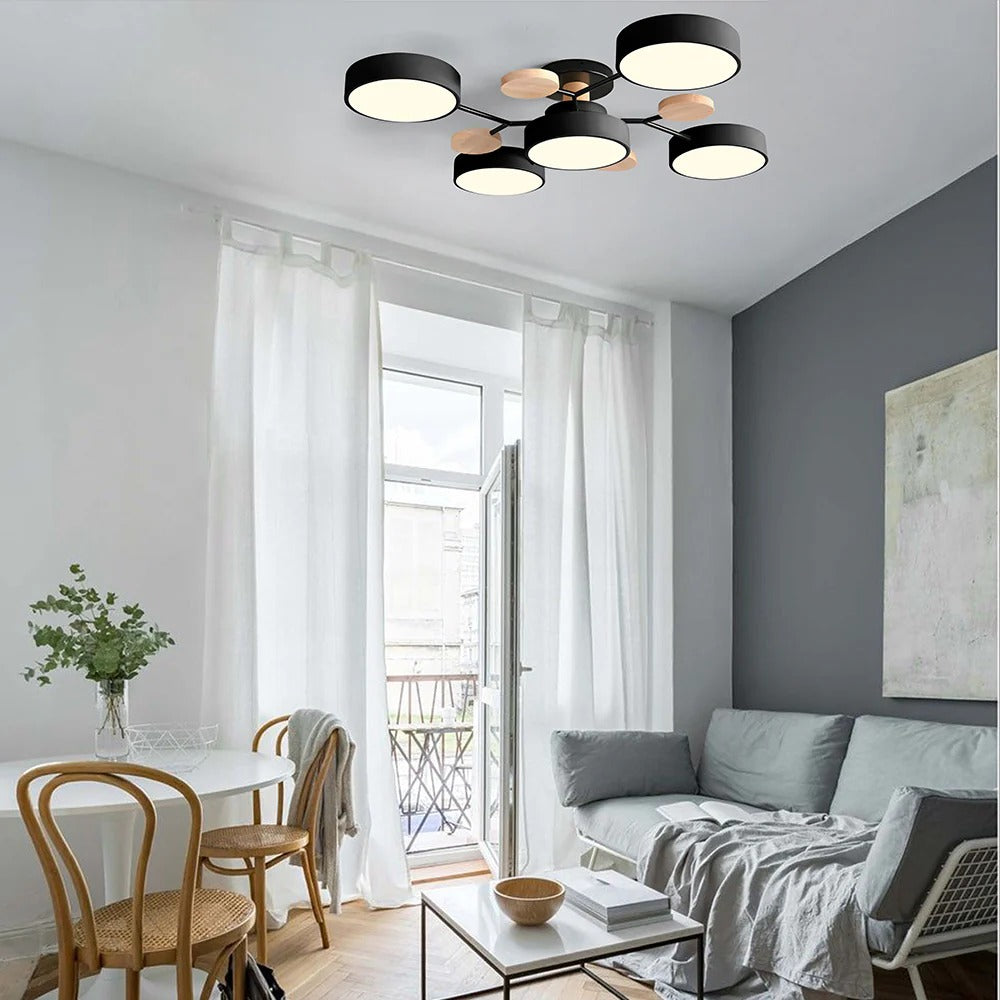 Plafonnier LED Rond en Fer - Lustre Semi-Encastré Design Contemporain