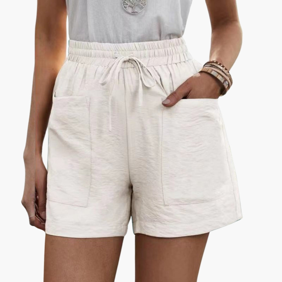 Short Femme Taille Élastique à Cordon et Poches Larges