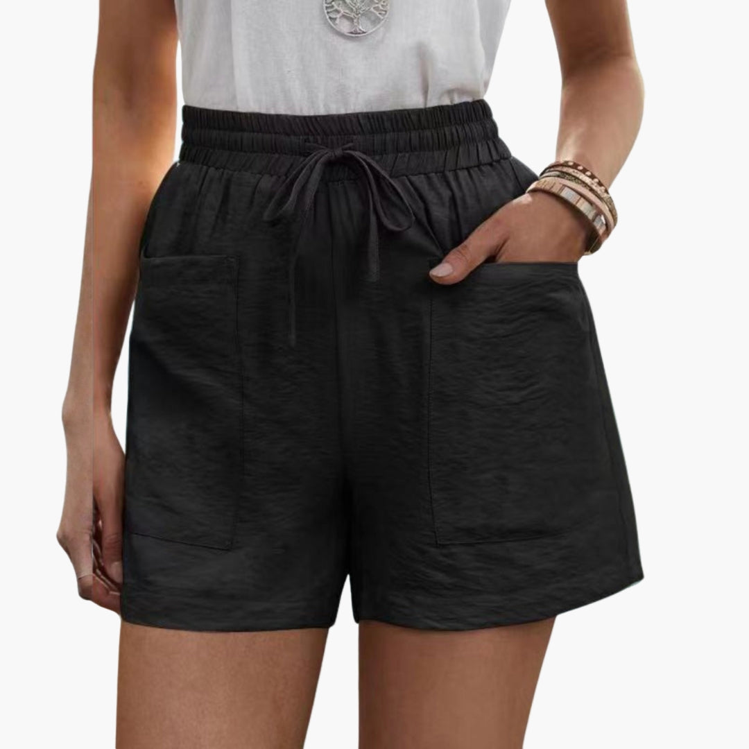 Short Femme Taille Élastique à Cordon et Poches Larges