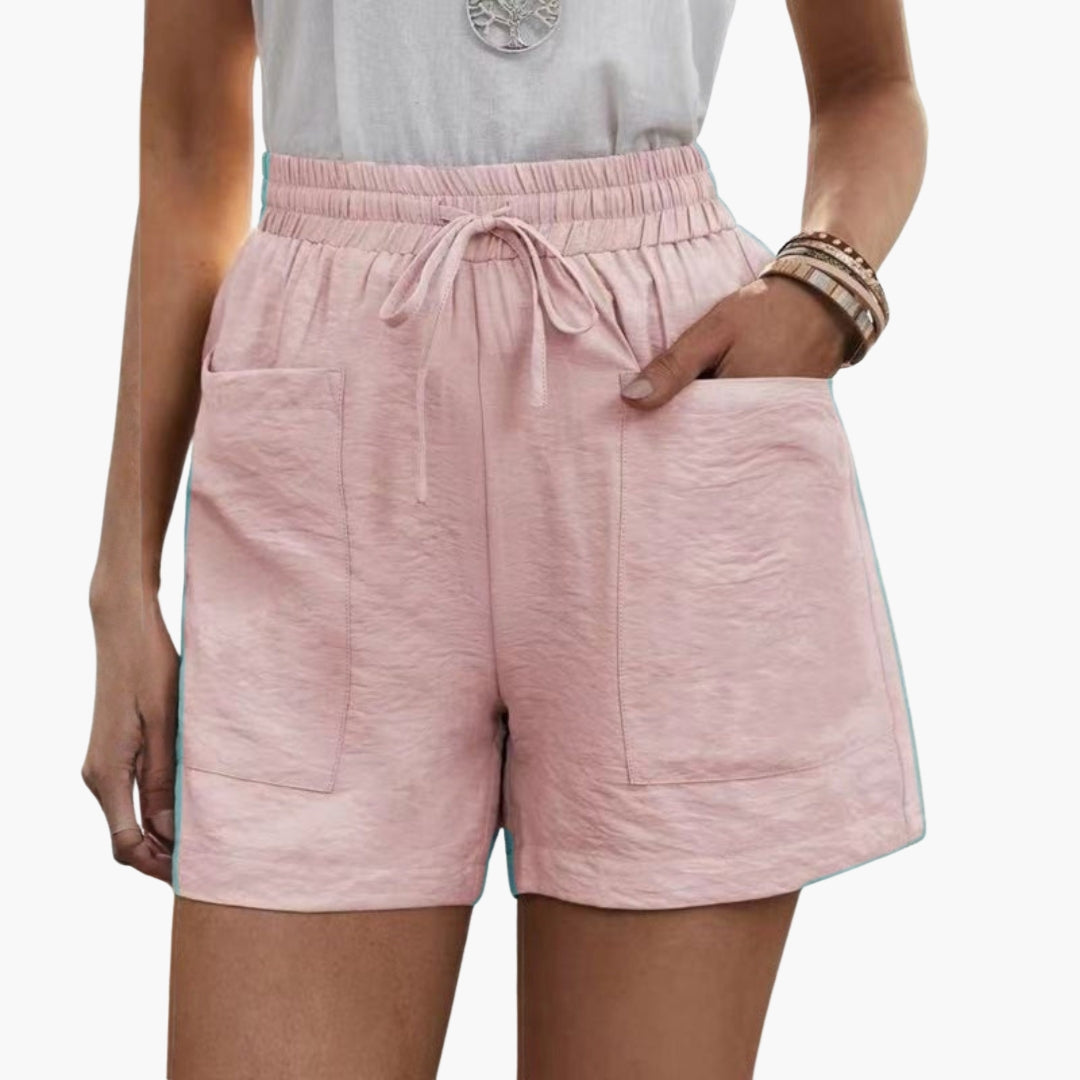 Short Femme Taille Élastique à Cordon et Poches Larges