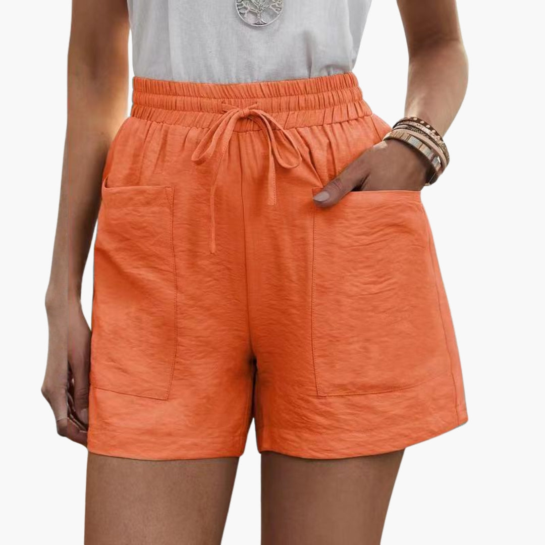 Short Femme Taille Élastique à Cordon et Poches Larges