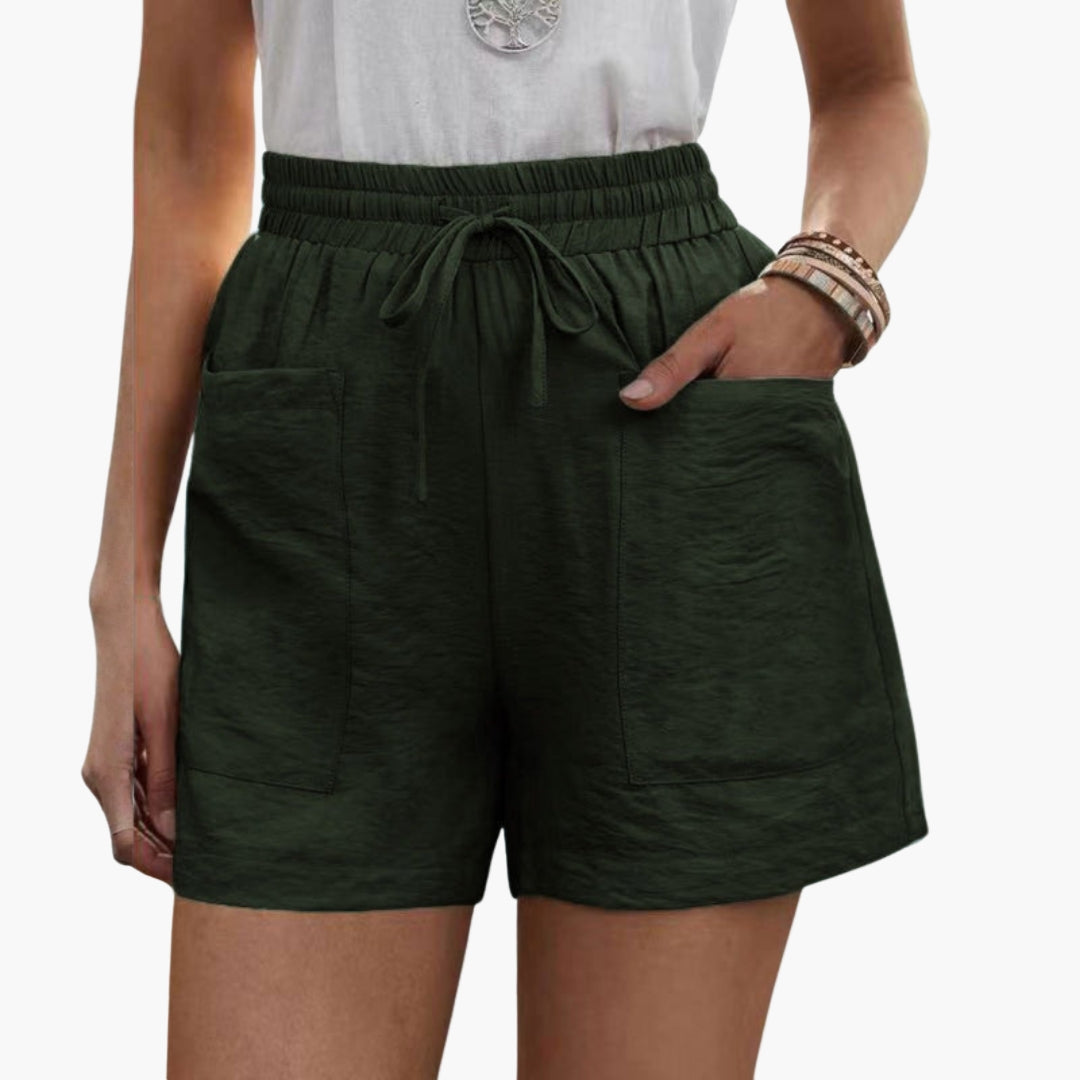 Short Femme Taille Élastique à Cordon et Poches Larges
