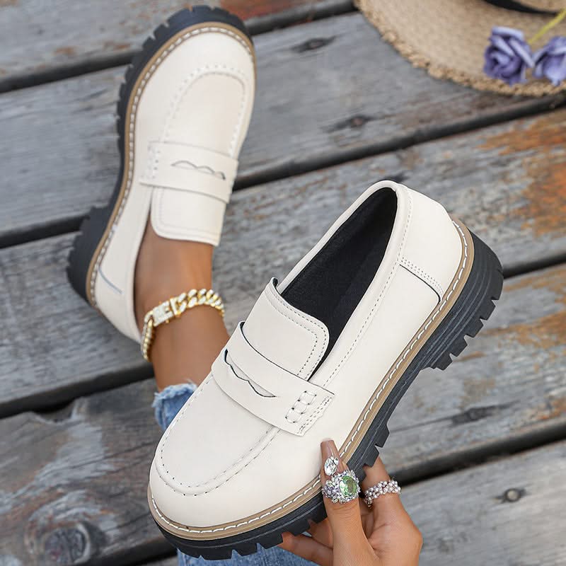 Mocassins Femme en Daim à Semelle Plateforme Épaisse