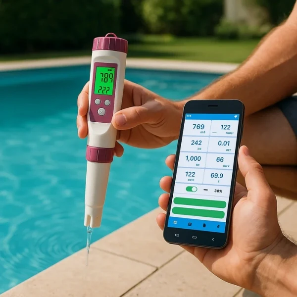 Cyfrowy tester wody – 7 funkcji w jednym urządzeniu do pomiaru pH, temperatury i stężenia soli, idealny do basenów i spa