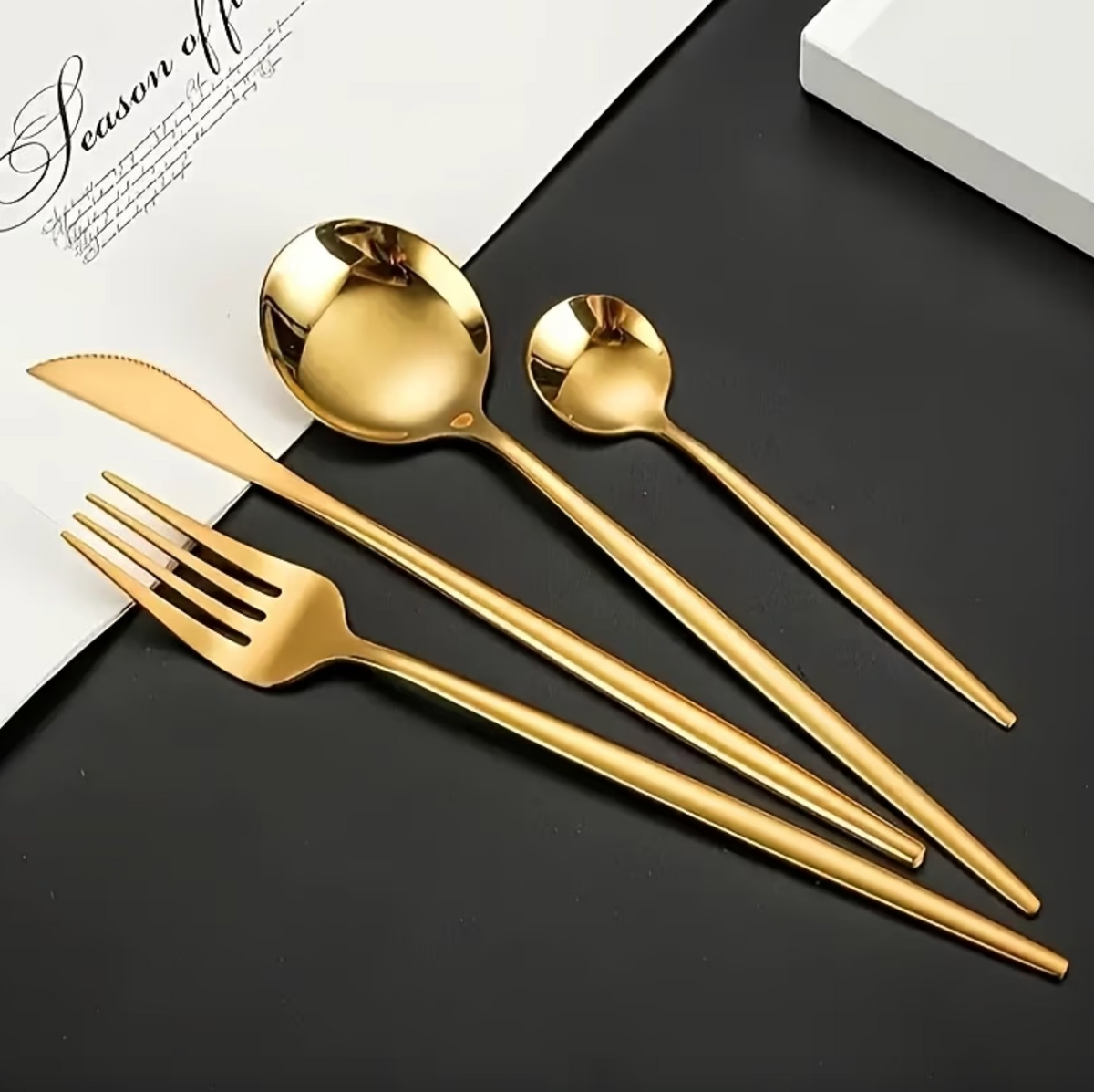 Dining Cutlery Set - Elegant Gold Finish, Durable Stainless Steel 1