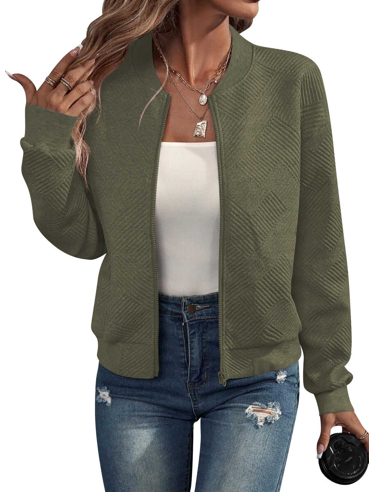 Veste Bomber Femme Motif Géométrique - Légère et Casual