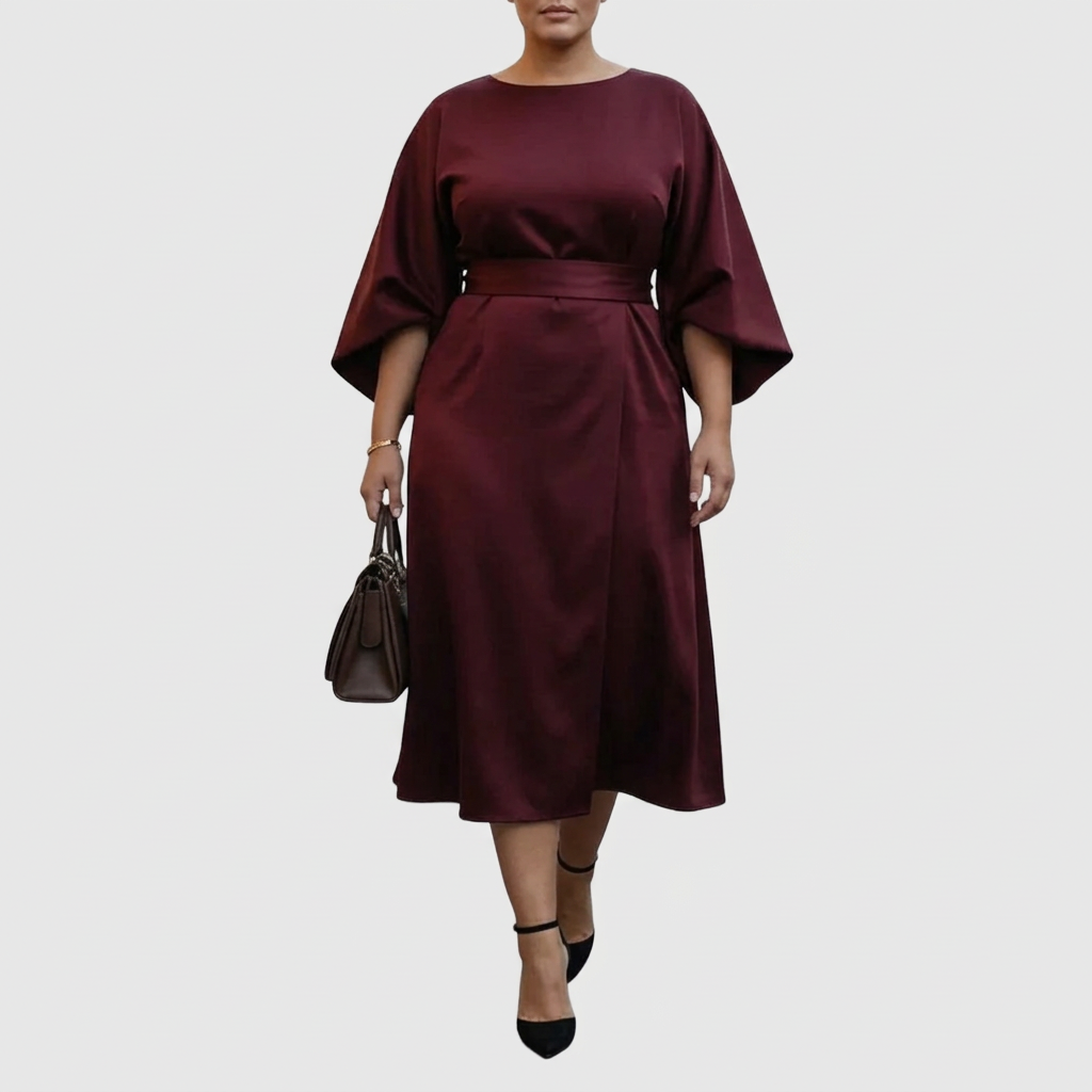 Robe Maxi Femme Manches Chauve-Souris Fluide