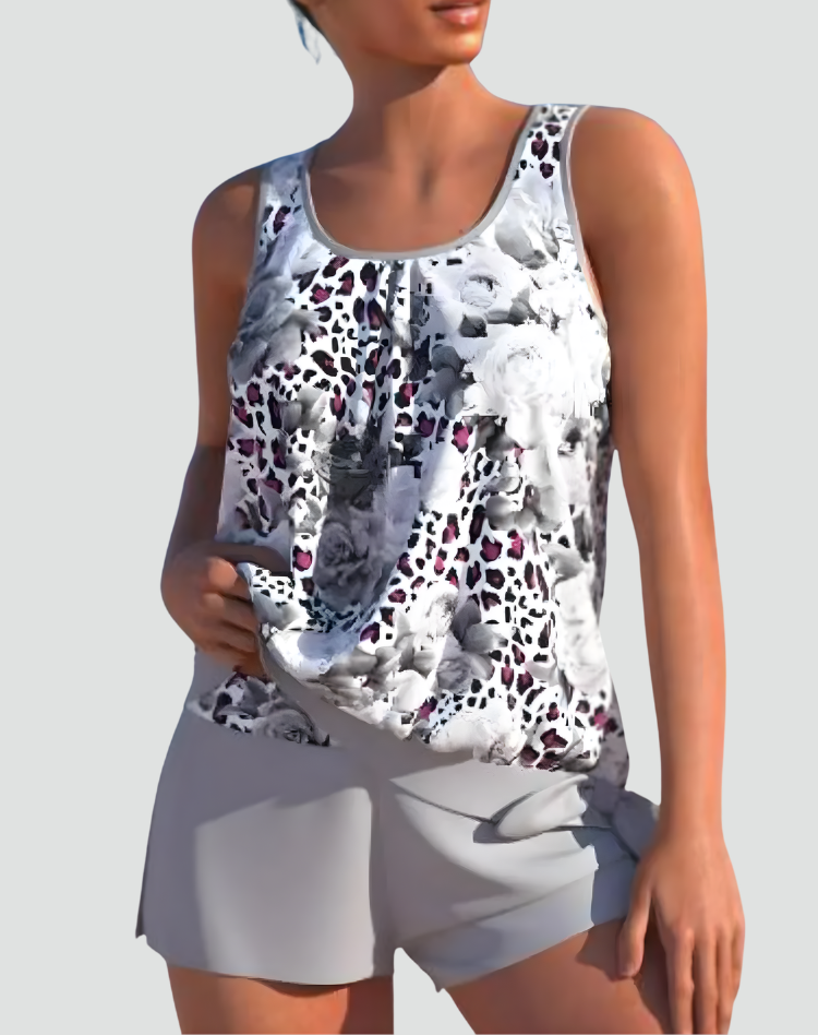 Maillot Tankini Femme Fleuri Deux Pièces Galbant