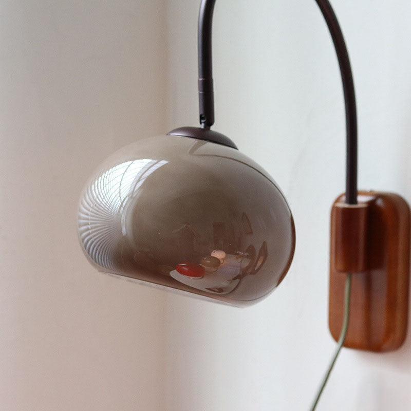 Solid Wood Wall Sconce – Dark Brown with Glass Globe for Warm Ambient Lighting in the Living Room or Bedroom