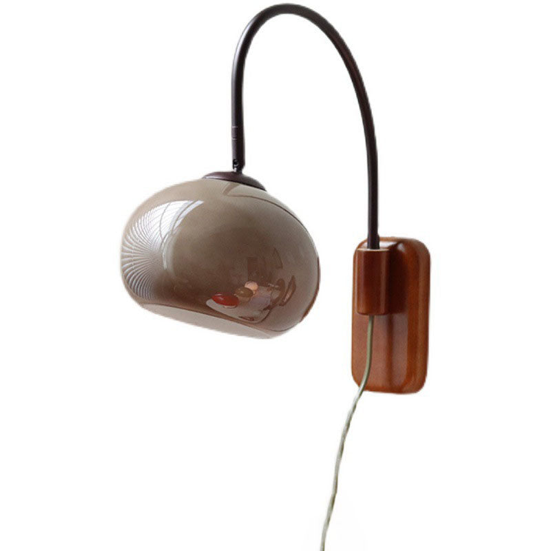 Solid Wood Wall Sconce – Dark Brown with Glass Globe for Warm Ambient Lighting in the Living Room or Bedroom