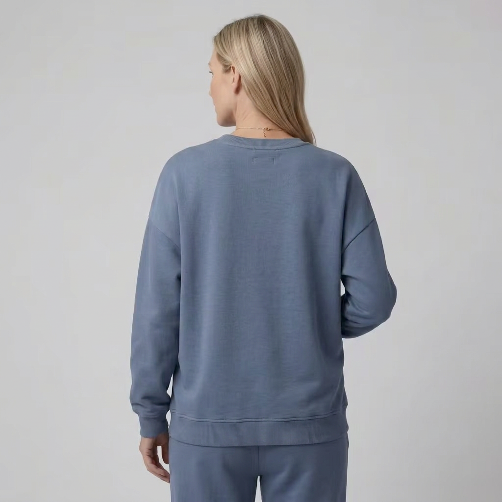 Sweat de Grossesse Col Rond Coupe Relâchée à Finitions Côtelées
