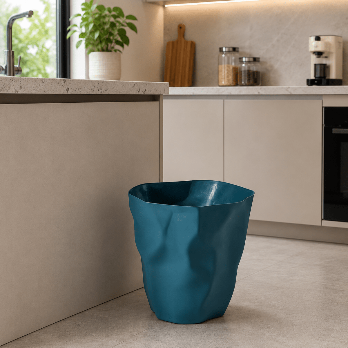 Minimalist Trash Can – Black, Modern Design for the Bathroom, Kitchen, or Office