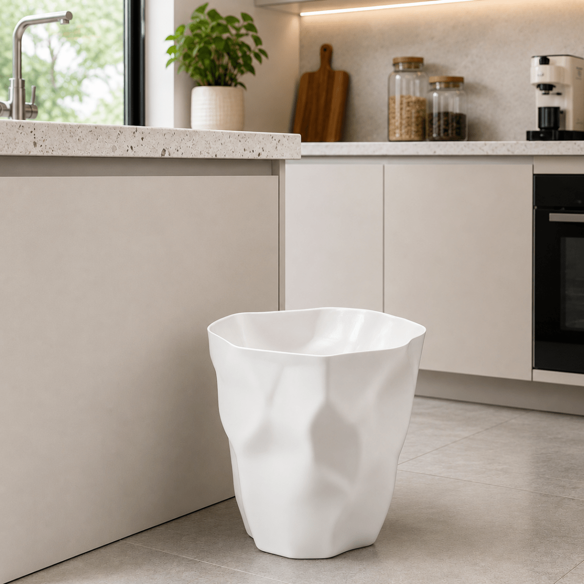 Minimalist Trash Can – Black, Modern Design for the Bathroom, Kitchen, or Office