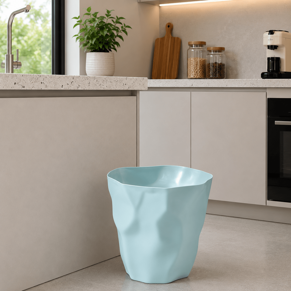 Minimalist Trash Can – Black, Modern Design for the Bathroom, Kitchen, or Office