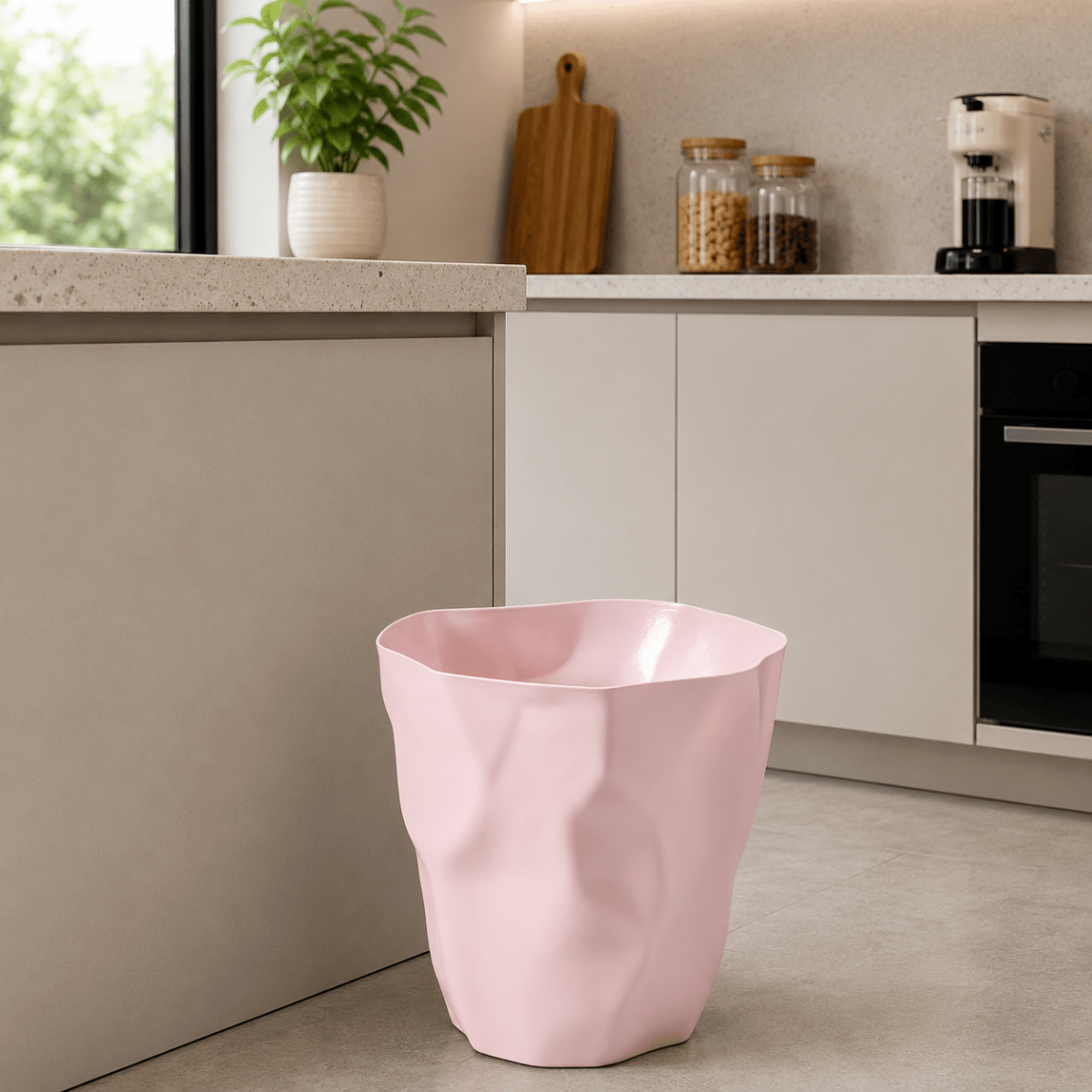 Minimalist Trash Can – Black, Modern Design for the Bathroom, Kitchen, or Office