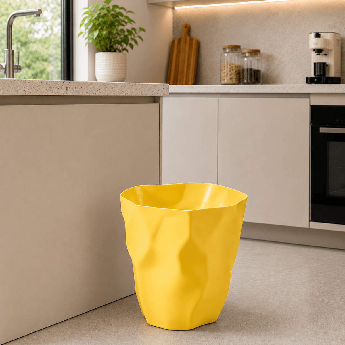 Minimalist Trash Can – Black, Modern Design for the Bathroom, Kitchen, or Office
