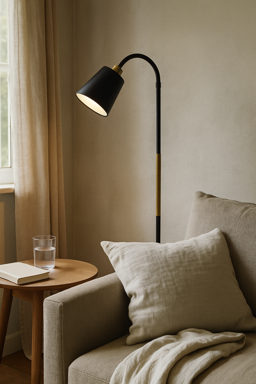 Lampadaire Orientable Bois et Métal pour Salon et Chambre