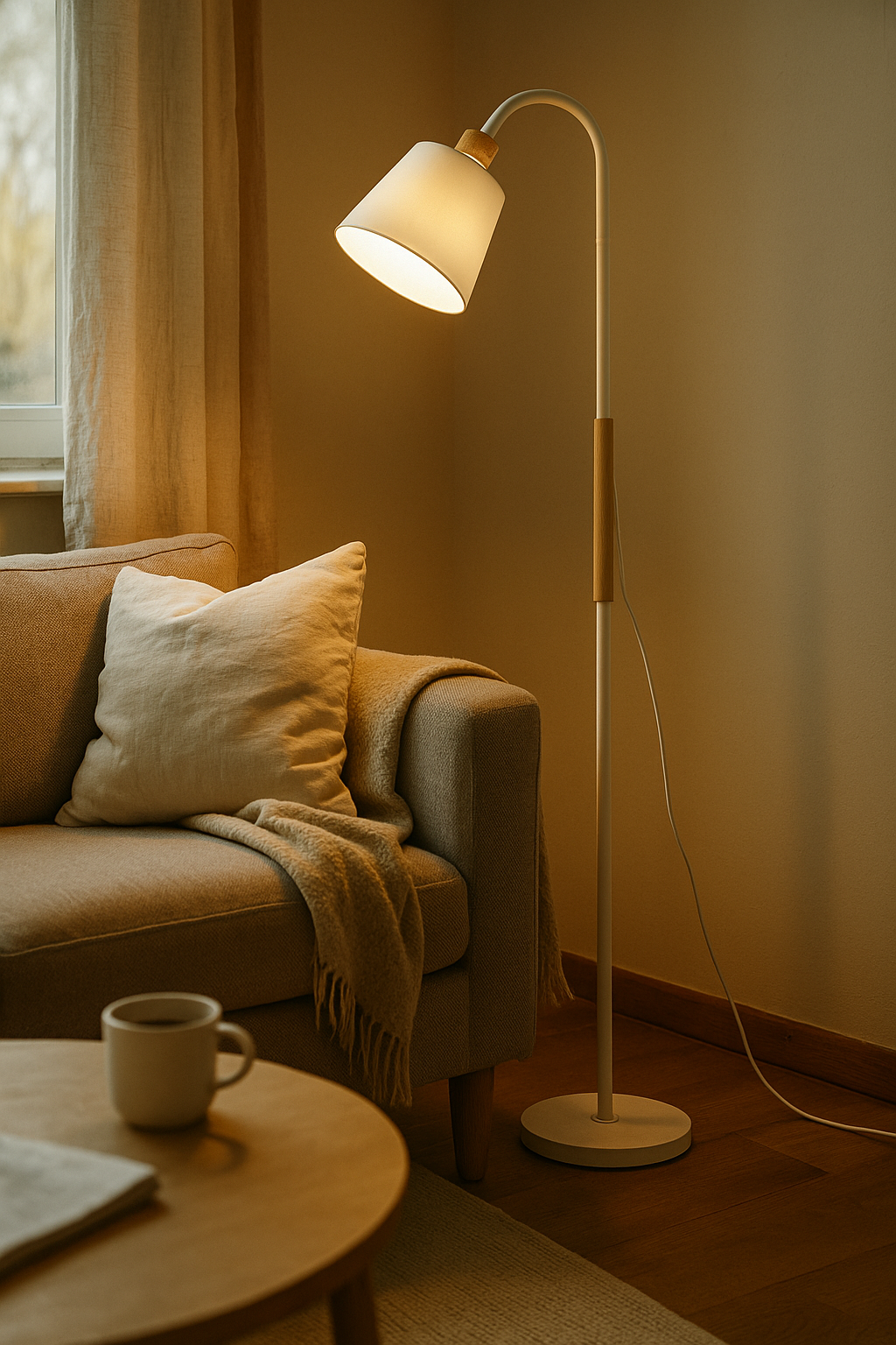 Lampadaire Orientable Bois et Métal pour Salon et Chambre