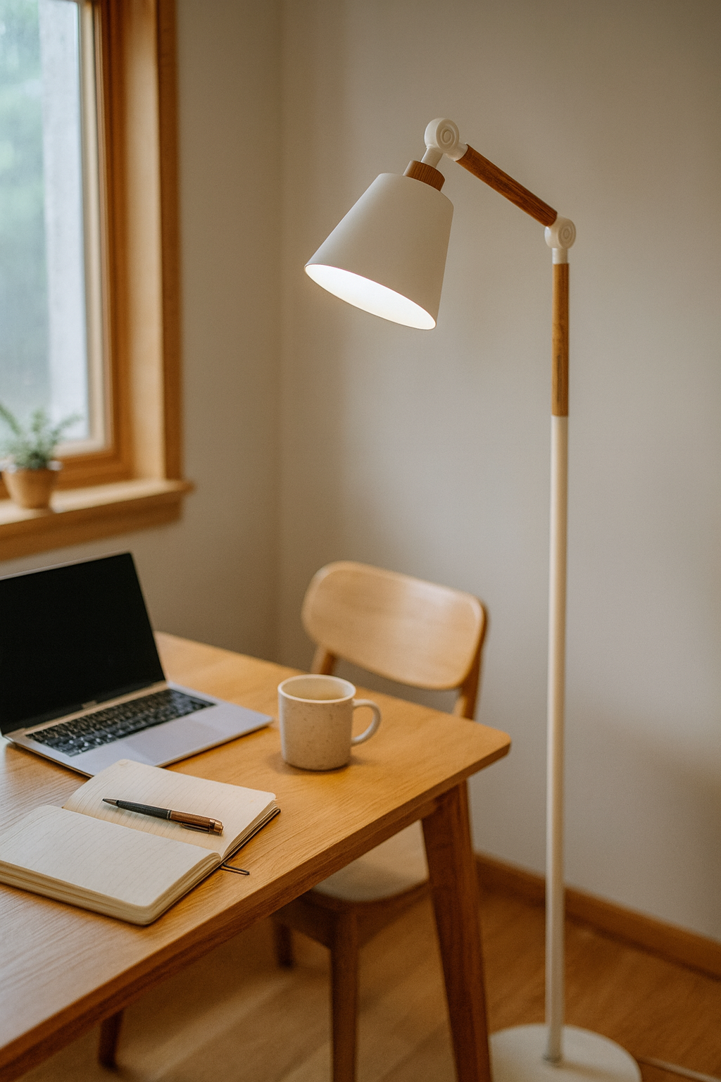 Lampadaire Orientable Bois et Métal pour Salon et Chambre