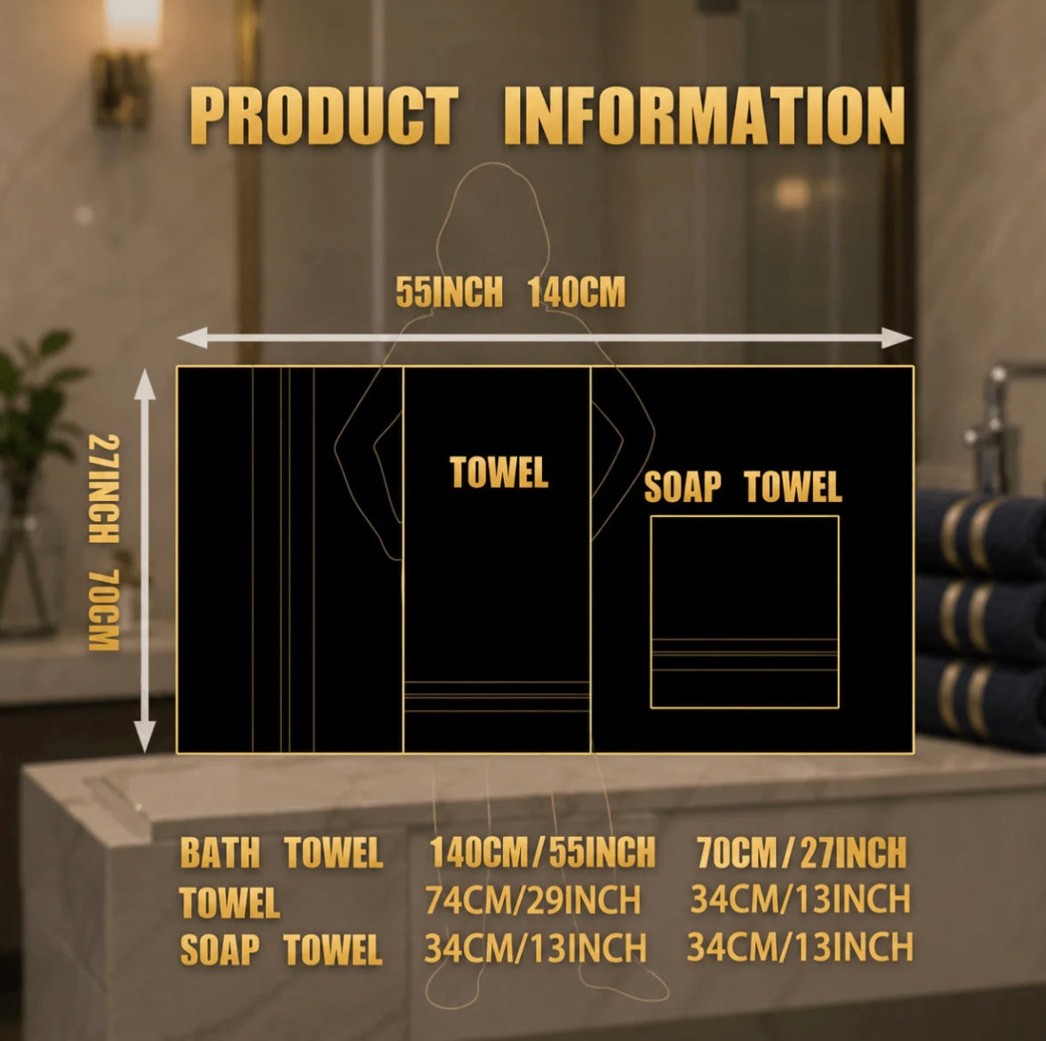Juego de toallas: suaves, absorbentes y con un diseño elegante para el cuarto de baño o el espacio de bienestar