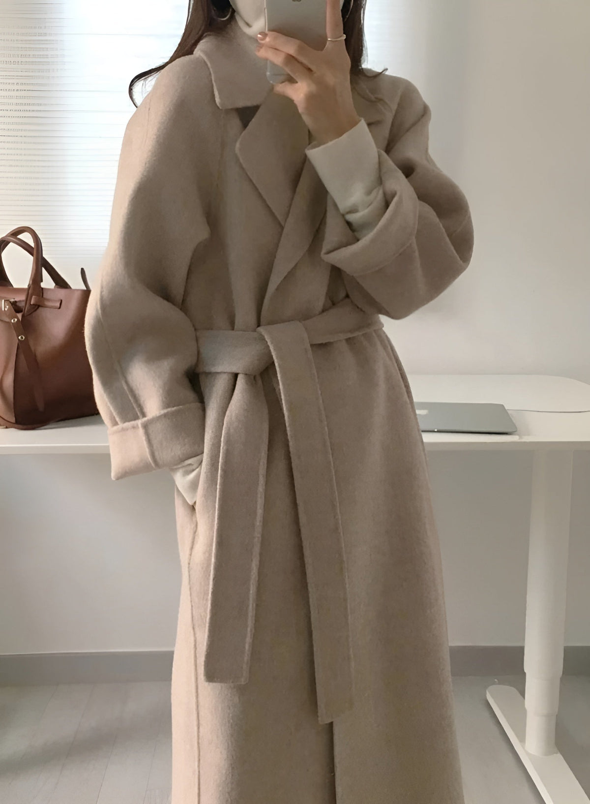Manteau Long en Laine pour Femme, Coupe Classique et Intemporelle