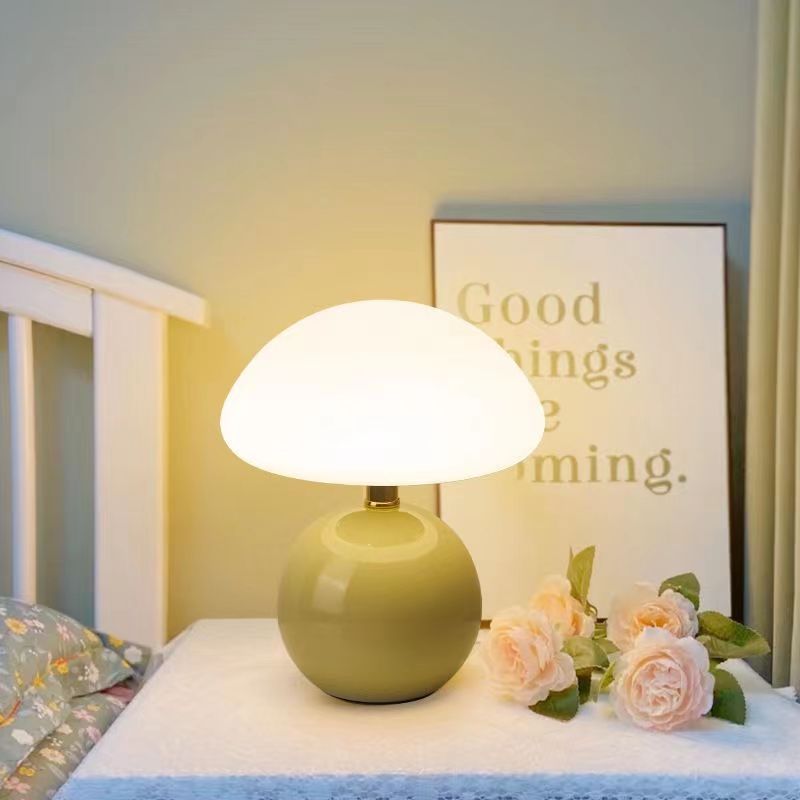 Lampe de Table Champignon Style Rétro Français en Céramique