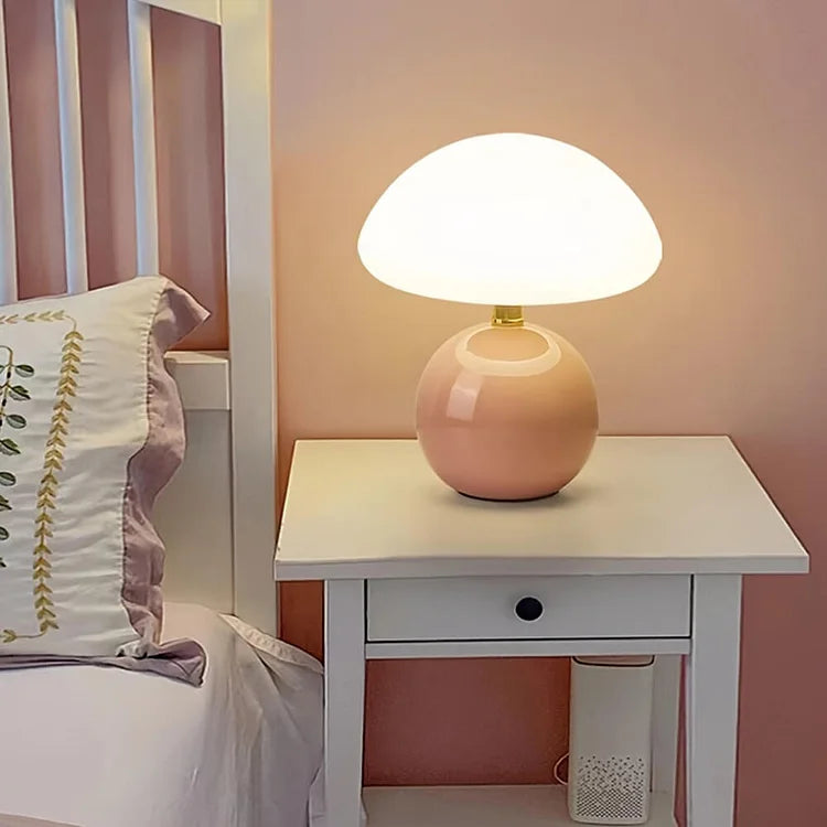 Lampe de Table Champignon Style Rétro Français en Céramique