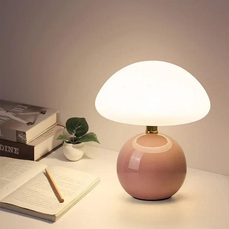 Lampe de Table Champignon Style Rétro Français en Céramique