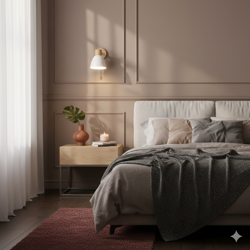 Applique Murale Bois et Métal, Bras Orientable et Abat-jour Conique