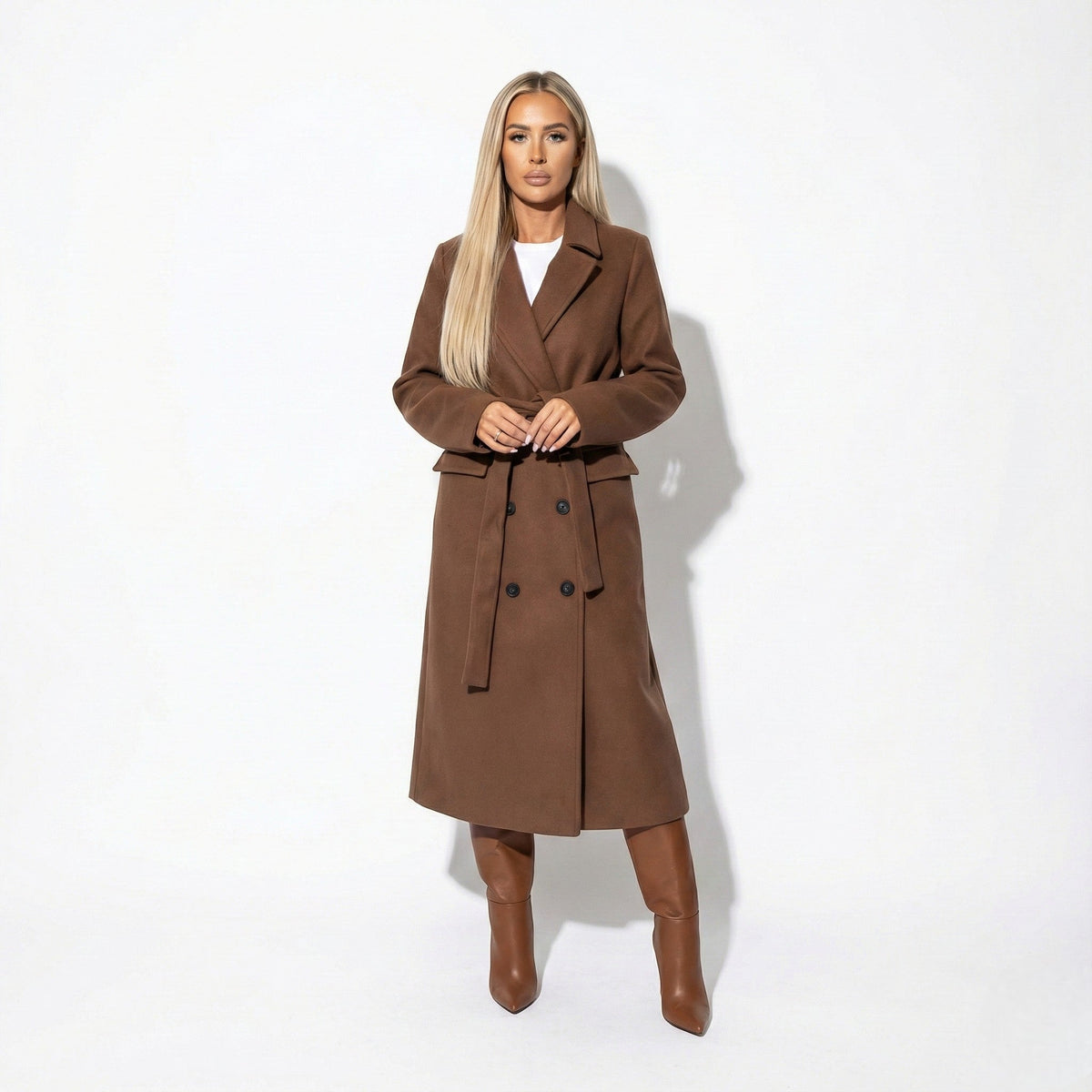 Manteau Long Femme à Revers, Coupe Longligne Hiver