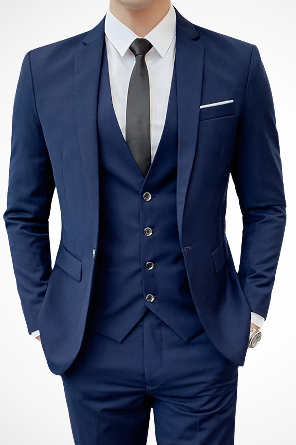 Costume Homme 3 Pièces Coupe Slim Col Cranté