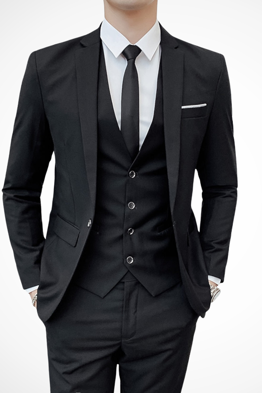 Costume Homme 3 Pièces Coupe Slim Col Cranté