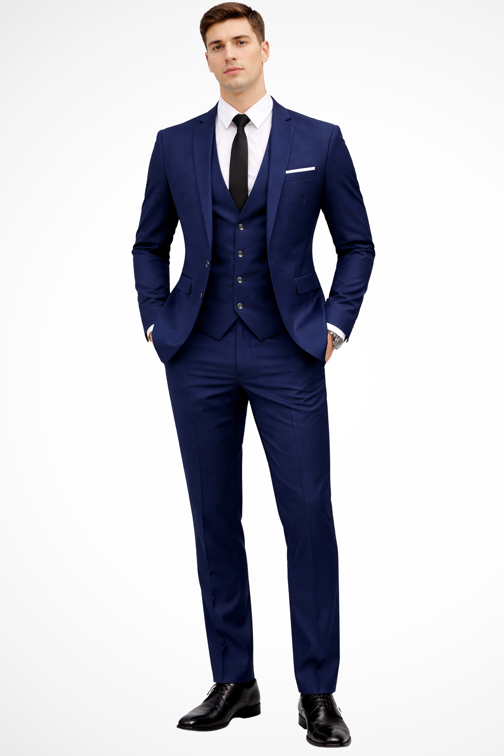 Costume Homme 3 Pièces Coupe Slim Col Cranté