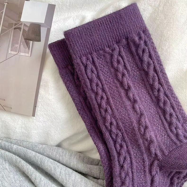 Chaussettes Femme en Laine à Torsades