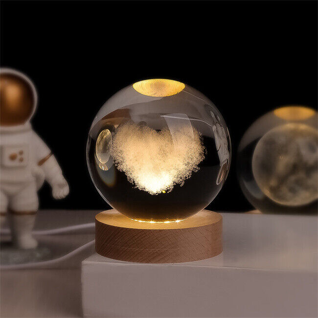 Lampe de Chevet Boule de Cristal Gravée 3D