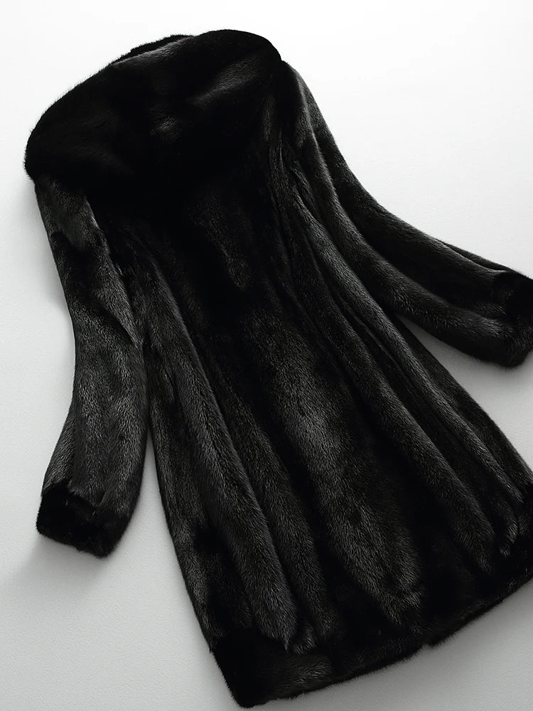 Manteau Femme en Fausse Fourrure à Capuche Doublée