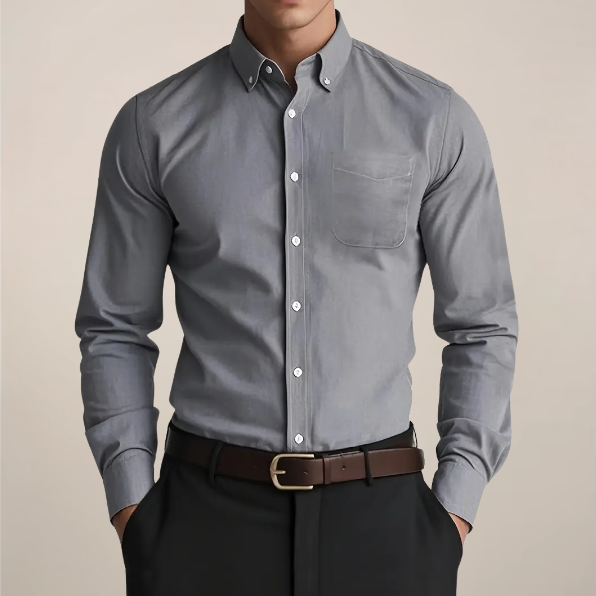 Chemise Homme Coupe Slim Manches Longues avec Poche Poitrine