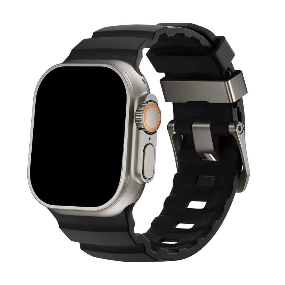 Bracelet Apple Watch en Silicone - Boucle Titane 44/45/46/49mm